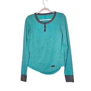 Pearl Izumi Women's M Teal Green Gray Trim‎ Long Sleeve Top Shirt Cycling  Gorp